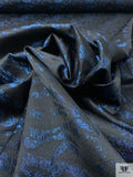 Italian Abstract Metallic Brocade - Blue / Black