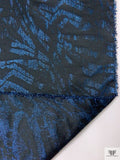 Italian Abstract Metallic Brocade - Blue / Black