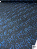 Italian Abstract Metallic Brocade - Blue / Black