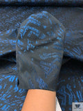 Italian Abstract Metallic Brocade - Blue / Black