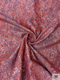 Animal Pattern Textured Metallic Brocade - Dusty Purple / Red-Orange / Silver