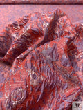Animal Pattern Textured Metallic Brocade - Dusty Purple / Red-Orange / Silver
