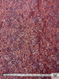 Animal Pattern Textured Metallic Brocade - Dusty Purple / Red-Orange / Silver