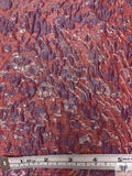 Animal Pattern Textured Metallic Brocade - Dusty Purple / Red-Orange / Silver