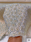 Floral Textured Holographic Metallic Brocade - Pinkish White / Peanut