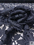 Floral Crochet-Like Novelty Guipure Lace - Midnight Navy
