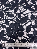 Floral Crochet-Like Novelty Guipure Lace - Midnight Navy