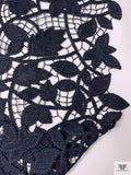 Floral Crochet-Like Novelty Guipure Lace - Midnight Navy