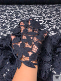 Floral Crochet-Like Novelty Guipure Lace - Midnight Navy