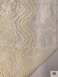 Iris Appliqué Embroidered Tulle - Cream