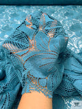 Floral Guipure Lace - Dusty Turquoise