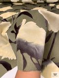 Italian Cut Floral Printed Velveteen - Moss Green / Cream / Dark Brown