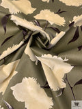 Italian Cut Floral Printed Velveteen - Moss Green / Cream / Dark Brown