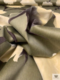Italian Cut Floral Printed Velveteen - Moss Green / Cream / Dark Brown