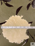 Italian Cut Floral Printed Velveteen - Moss Green / Cream / Dark Brown