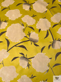 Italian Cut Floral Printed Velveteen - Mustard Yellow / Cream / Taupe