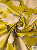 Italian Cut Floral Printed Velveteen - Mustard Yellow / Cream / Taupe