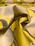 Italian Cut Floral Printed Velveteen - Mustard Yellow / Cream / Taupe