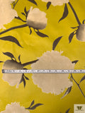Italian Cut Floral Printed Velveteen - Mustard Yellow / Cream / Taupe
