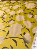 Italian Cut Floral Printed Velveteen - Mustard Yellow / Cream / Taupe