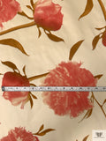 Italian Cut Floral Printed Velveteen - Watermelon / Blanched Almond / Tan