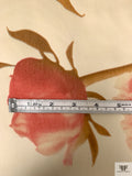 Italian Cut Floral Printed Velveteen - Watermelon / Blanched Almond / Tan