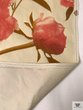 Italian Cut Floral Printed Velveteen - Watermelon / Blanched Almond / Tan