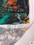 Painterly Floral Printed Rayon Jersey Knit - Turquoise / Amber / Black / Blush