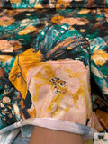 Painterly Floral Printed Rayon Jersey Knit - Turquoise / Amber / Black / Blush