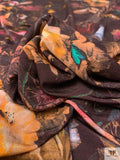 Italian Painterly Floral Printed Rayon Jersey Knit - Aubergine / Tangerine / Pinks / Sea Green