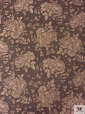 Italian Floral Printed Twill Weave Stretch Denim - Brown