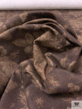 Italian Floral Printed Twill Weave Stretch Denim - Brown