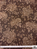 Italian Floral Printed Twill Weave Stretch Denim - Brown
