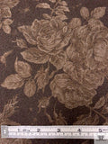 Italian Floral Printed Twill Weave Stretch Denim - Brown