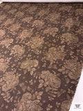 Italian Floral Printed Twill Weave Stretch Denim - Brown