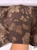 Italian Floral Printed Twill Weave Stretch Denim - Brown