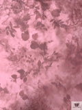 Italian Romantic Floral Warp Printed Polyester Taffeta - Pink