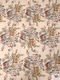 Italian Botanical of the Orient Warp Printed Polyester Taffeta - Almond / Multicolor
