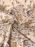Italian Botanical of the Orient Warp Printed Polyester Taffeta - Almond / Multicolor