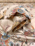 Italian Botanical of the Orient Warp Printed Polyester Taffeta - Almond / Multicolor