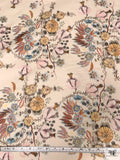 Italian Botanical of the Orient Warp Printed Polyester Taffeta - Almond / Multicolor
