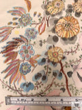 Italian Botanical of the Orient Warp Printed Polyester Taffeta - Almond / Multicolor