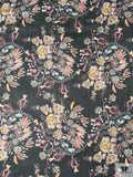Italian Botanical of the Orient Warp Printed Polyester Taffeta - Grey-Black / Multicolor