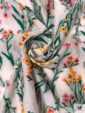 Italian Garden Floral Fil Coupé Organza - Off-White / Green / Marigold / Pink