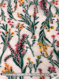 Italian Garden Floral Fil Coupé Organza - Off-White / Green / Marigold / Pink