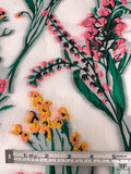 Italian Garden Floral Fil Coupé Organza - Off-White / Green / Marigold / Pink
