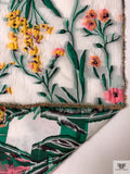 Italian Garden Floral Fil Coupé Organza - Off-White / Green / Marigold / Pink