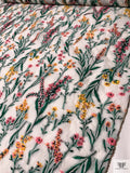 Italian Garden Floral Fil Coupé Organza - Off-White / Green / Marigold / Pink