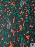 Italian Garden Floral Fil Coupé Organza - Black / Green / Orange / Berry