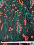 Italian Garden Floral Fil Coupé Organza - Black / Green / Orange / Berry